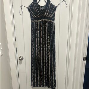 Angie Black Silver Sleeveless Halter Sundress Cocktail